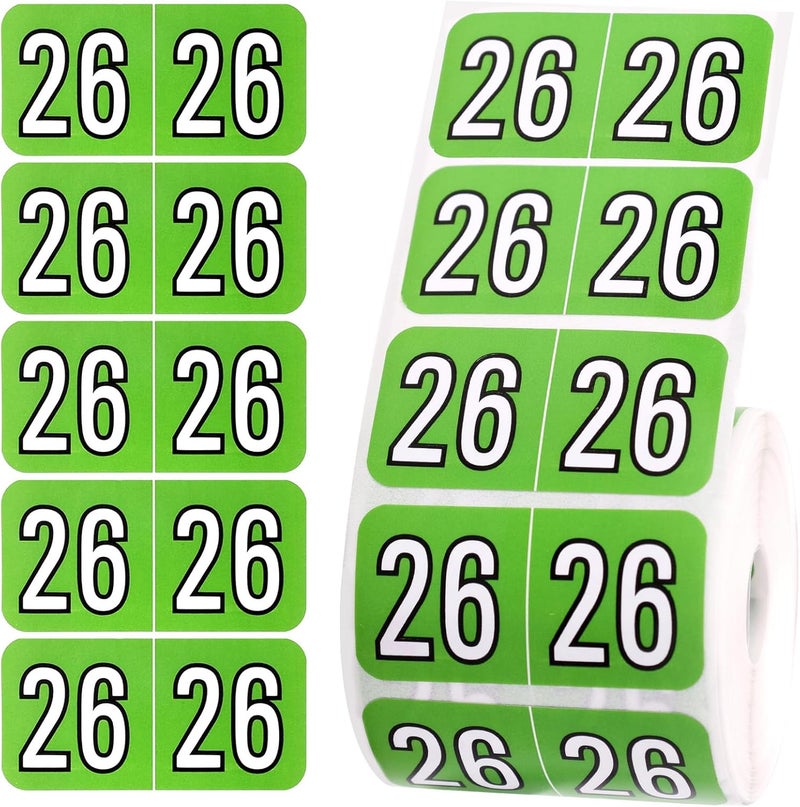 Sinbana 500pcs 2026 Year Stickers, 3/4x1-1/2 Inch File Folder Labels 26 Year Colored Self-Adhesive Medical Chart Number Stickers for Tab File Folders Office Supplies (Light Green) - Image 1